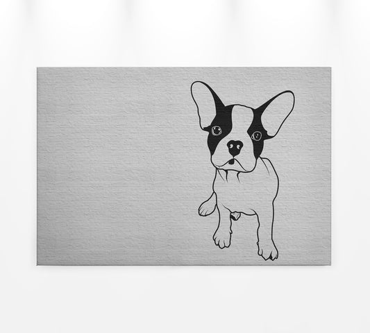 Leinwandbild Hund Schwarz Weiß Grau 90x60 DD120474 Keilrahmen Wandbild Leinwand
