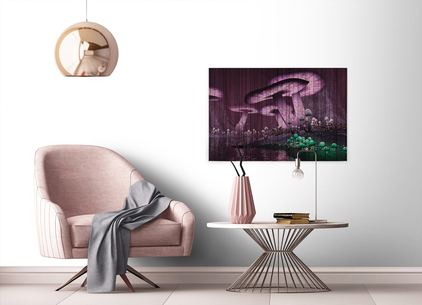 Fantasie Leinwandbild Lila Grün 90x60 DD120476 Wandbild Leinwand Keilrahmenbild