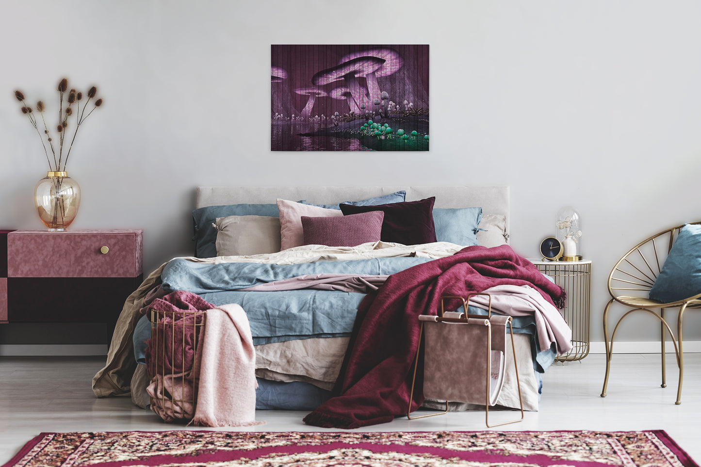 Fantasie Leinwandbild Lila Grün 90x60 DD120476 Wandbild Leinwand Keilrahmenbild