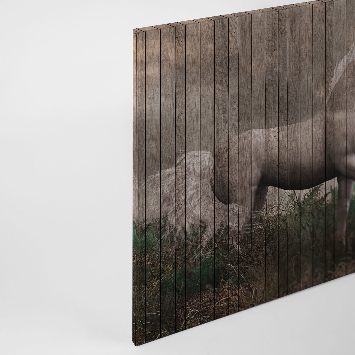 Leinwandbild Einhorn Grau Beige Weiß 90x60 DD120477 Keilrahmenbild Wandbild