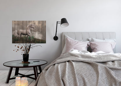 Leinwandbild Einhorn Grau Beige Weiß 90x60 DD120477 Keilrahmenbild Wandbild