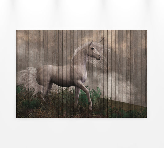 Leinwandbild Einhorn Grau Beige Weiß 90x60 DD120477 Keilrahmenbild Wandbild