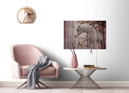 Leinwandbild Einhörner Rosa Weiß Grau 90x60 DD120478 Keilrahmenbild Wandbild