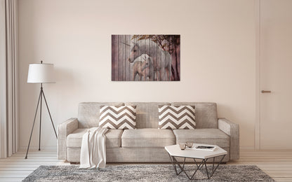 Leinwandbild Einhörner Rosa Weiß Grau 90x60 DD120478 Keilrahmenbild Wandbild