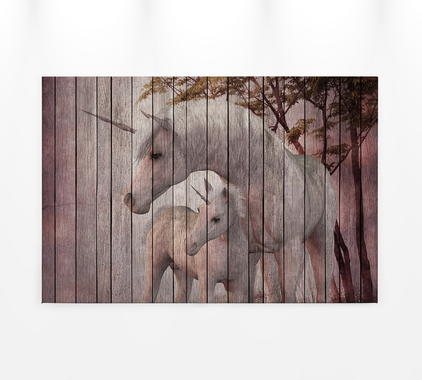 Leinwandbild Einhörner Rosa Weiß Grau 90x60 DD120478 Keilrahmenbild Wandbild