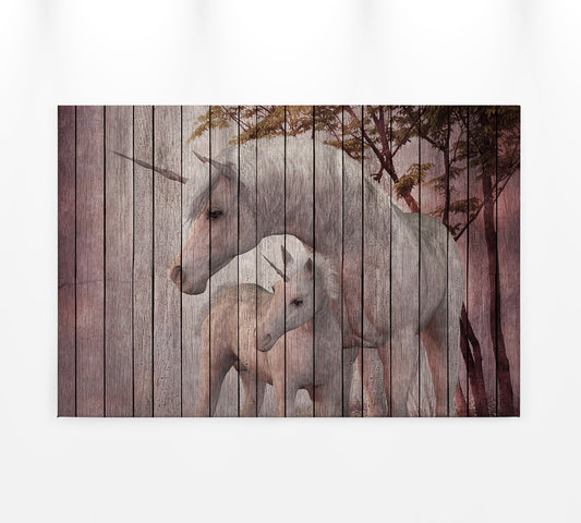 Leinwandbild Einhörner Rosa Weiß Grau 90x60 DD120478 Keilrahmenbild Wandbild