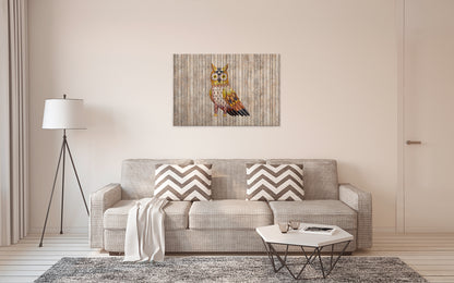 Leinwandbild Eule Braun Gelb Beige 90x60 DD120479 Keilrahmen Wandbild Leinwand