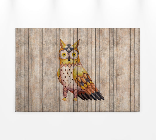 Leinwandbild Eule Braun Gelb Beige 90x60 DD120479 Keilrahmen Wandbild Leinwand