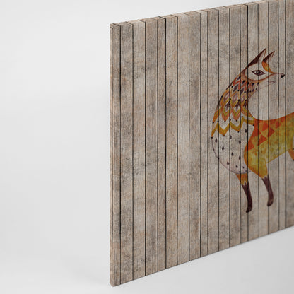 Leinwandbild Fuchs Braun Gelb Beige 90x60 DD120480 Keilrahmen Wandbild Leinwand