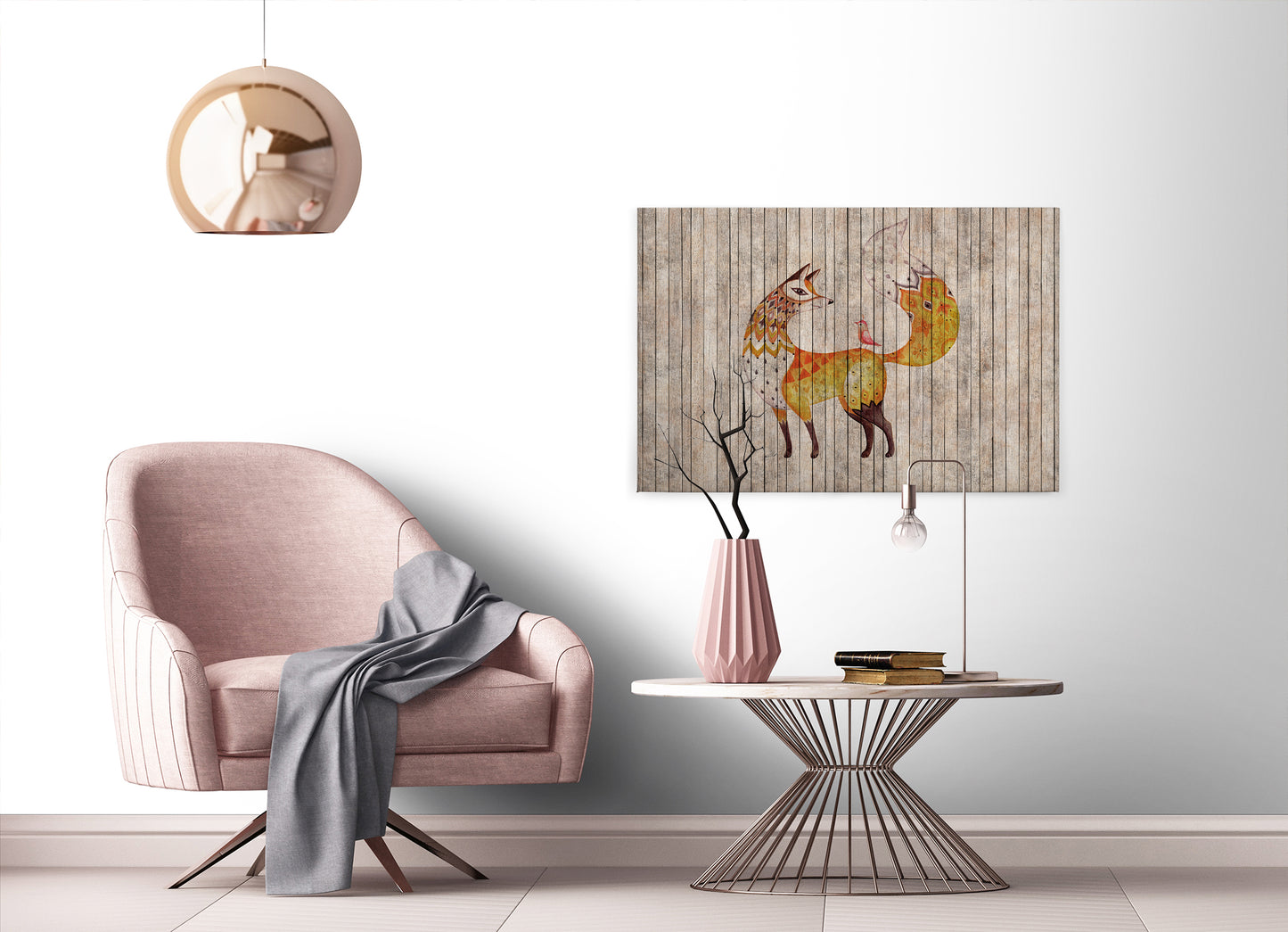 Leinwandbild Fuchs Braun Gelb Beige 90x60 DD120480 Keilrahmen Wandbild Leinwand