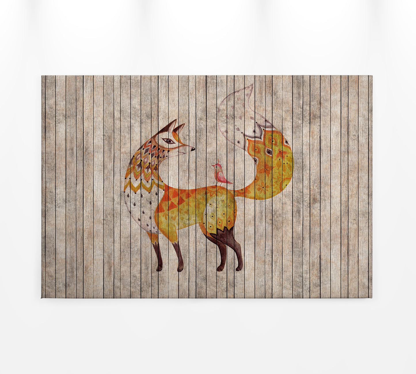 Leinwandbild Fuchs Braun Gelb Beige 90x60 DD120480 Keilrahmen Wandbild Leinwand