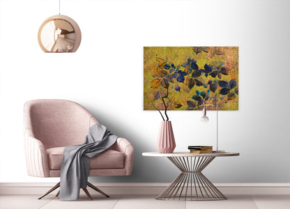 Leinwandbild Blumen Gelb Orange Blau 90x60 DD120481 Keilrahmen Wandbild Leinwand