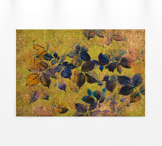 Leinwandbild Blumen Gelb Orange Blau 90x60 DD120481 Keilrahmen Wandbild Leinwand