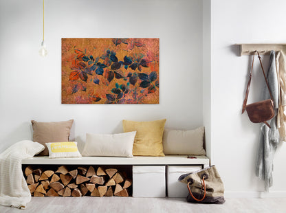 Blumen Leinwandbild Orange Blau 90x60 DD120482 Keilrahmenbild Wandbild Leinwand