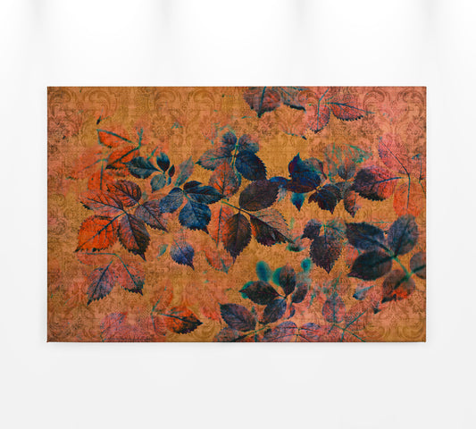 Blumen Leinwandbild Orange Blau 90x60 DD120482 Keilrahmenbild Wandbild Leinwand