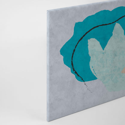 Abstrakte Kunst Leinwandbild Blau Grau Braun 90x60 DD120483 Wandbild Leinwand