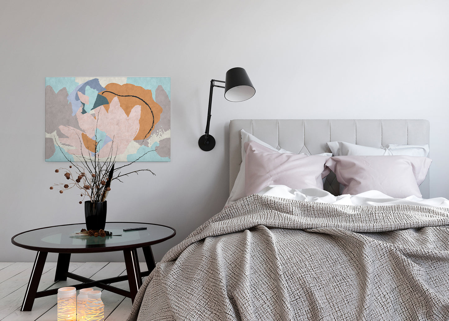 Abstrakte Kunst Leinwandbild Bunt 90x60 DD120484 Wandbild Leinwand Floral Natur