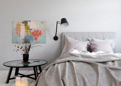 Abstrakte Kunst Leinwandbild Floral Bunt 90x60 DD120485 Wandbild Leinwand Natur