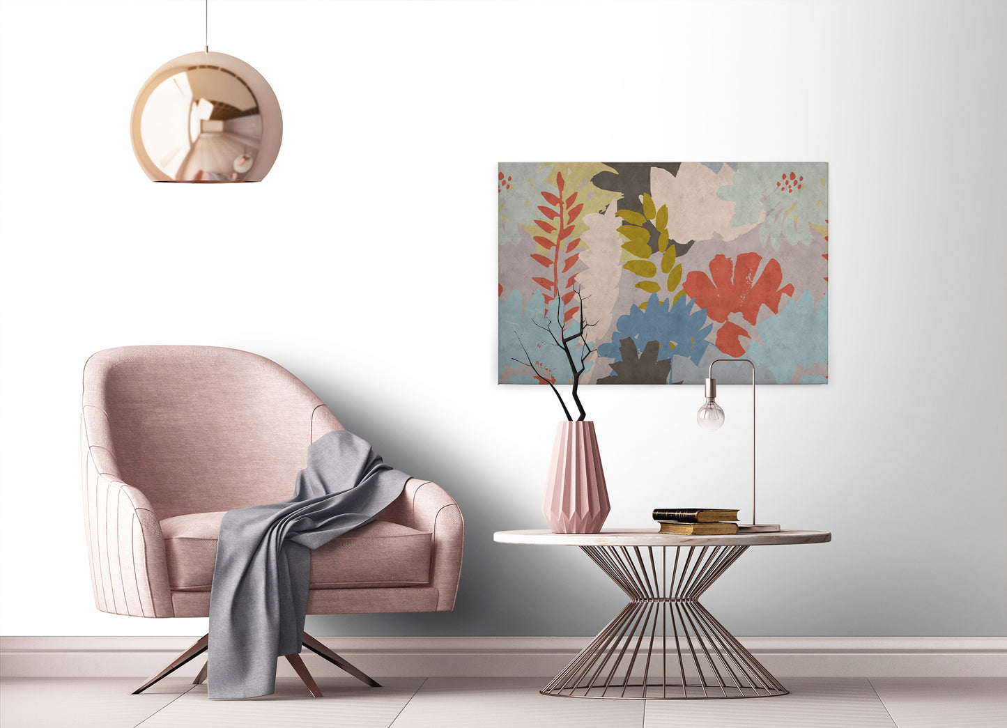 Abstrakte Kunst Leinwandbild Floral Bunt 90x60 DD120485 Wandbild Leinwand Natur