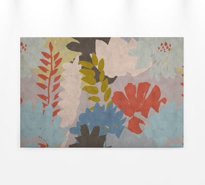 Abstrakte Kunst Leinwandbild Floral Bunt 90x60 DD120485 Wandbild Leinwand Natur