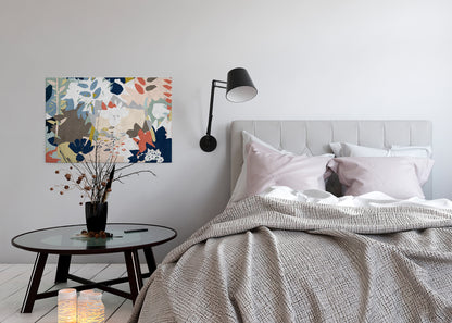 Abstrakte Kunst Leinwandbild Floral Bunt 90x60 DD120486 Wandbild Leinwand Natur