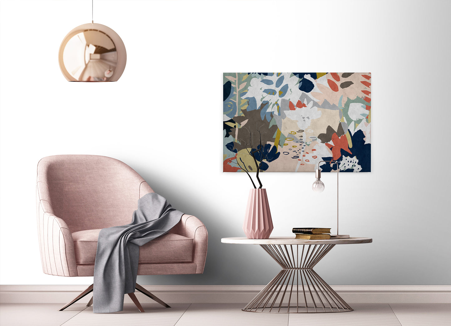 Abstrakte Kunst Leinwandbild Floral Bunt 90x60 DD120486 Wandbild Leinwand Natur