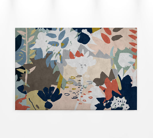 Abstrakte Kunst Leinwandbild Floral Bunt 90x60 DD120486 Wandbild Leinwand Natur