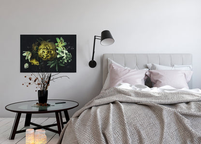 Blumen Leinwandbild Gelb Schwarz Grün 90x60 DD120488 Keilrahmenbild Wandbild