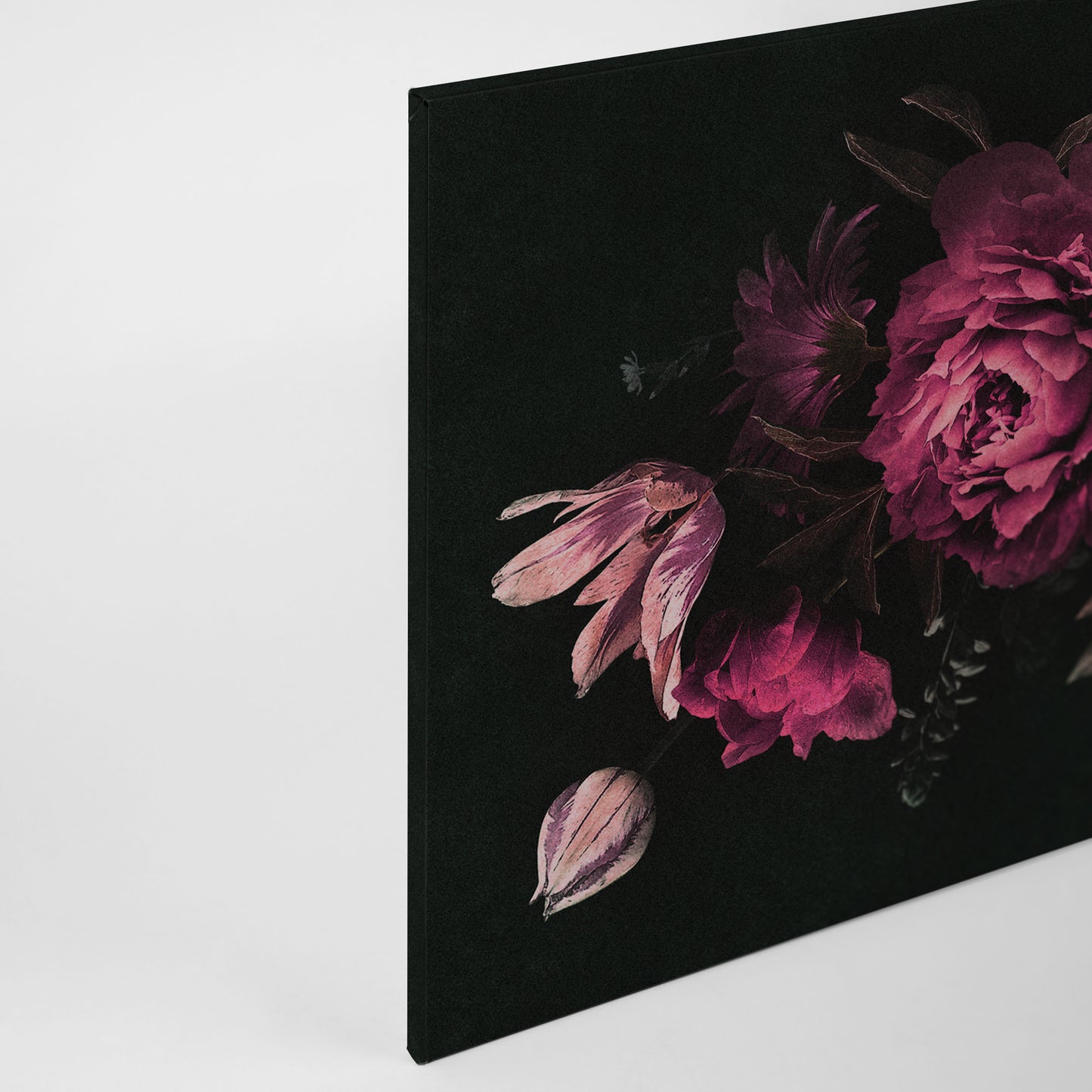 Blumen Leinwandbild Pink Schwarz Rosa 90x60 DD120489 Keilrahmenbild Wandbild
