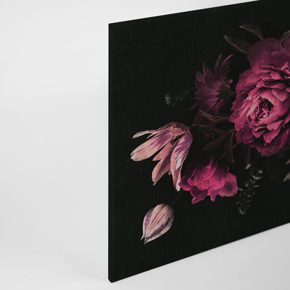 Blumen Leinwandbild Pink Schwarz Rosa 90x60 DD120489 Keilrahmenbild Wandbild