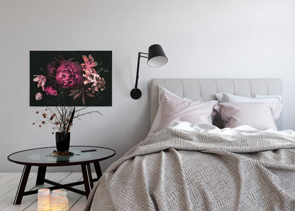 Blumen Leinwandbild Pink Schwarz Rosa 90x60 DD120489 Keilrahmenbild Wandbild