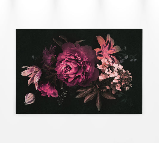 Blumen Leinwandbild Pink Schwarz Rosa 90x60 DD120489 Keilrahmenbild Wandbild
