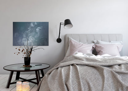 Blumen Leinwandbild Blau 90x60 DD120490 Keilrahmenbild Wandbild Leinwand Floral