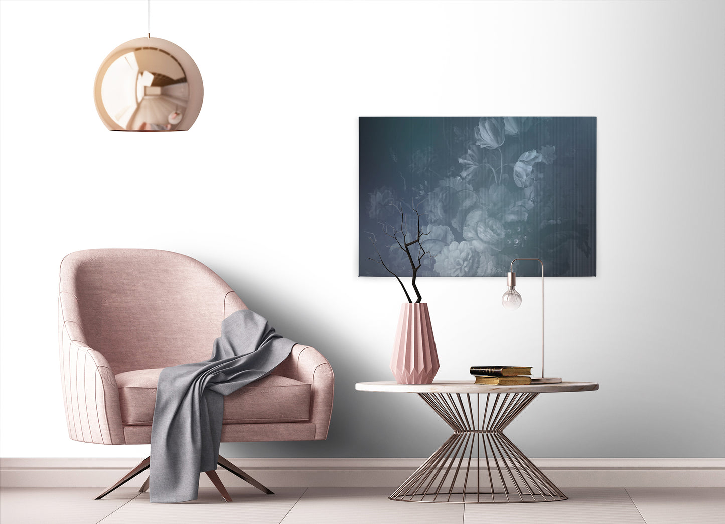 Blumen Leinwandbild Blau 90x60 DD120490 Keilrahmenbild Wandbild Leinwand Floral