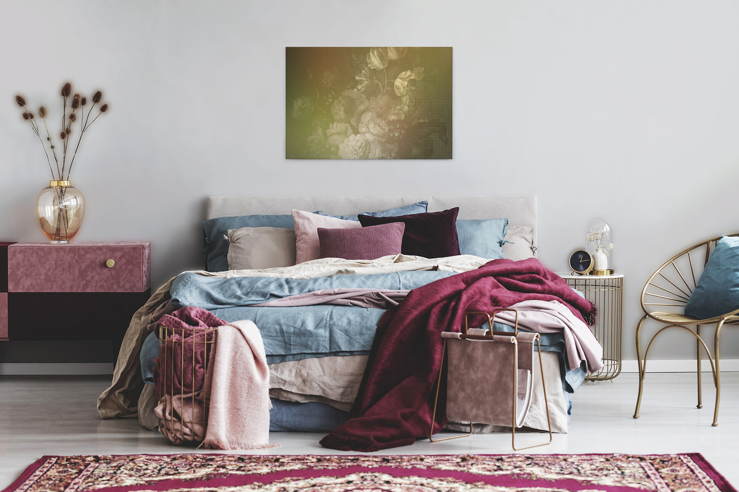 Leinwandbild Blumen Floral 90x60 DD120491 Keilrahmenbild Wandbild Leinwand