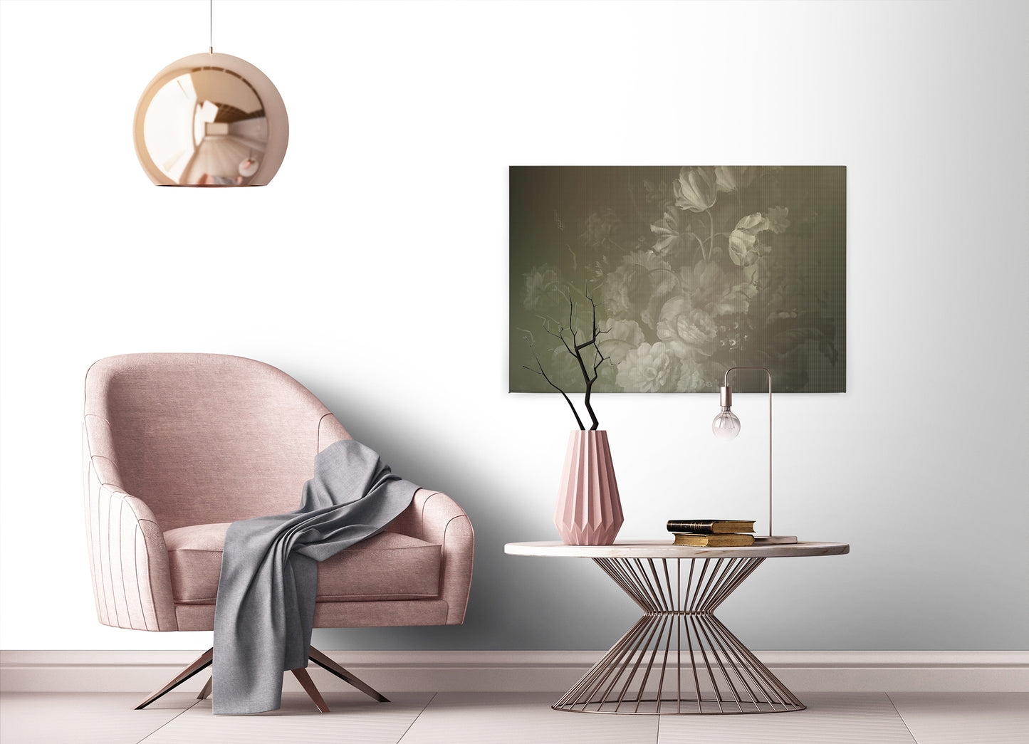 Leinwandbild Blumen Braun Floral 90x60 DD120493 Keilrahmenbild Wandbild Leinwand