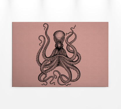 Leinwandbild Krake Rosa Grau Schwarz 90x60 DD120494 Keilrahmen Wandbild Leinwand