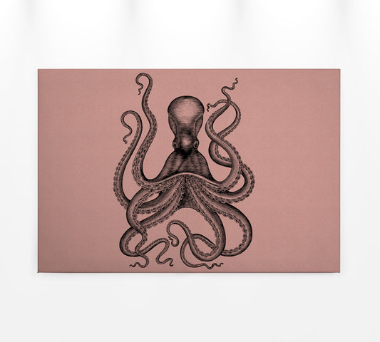 Leinwandbild Krake Rosa Grau Schwarz 90x60 DD120494 Keilrahmen Wandbild Leinwand