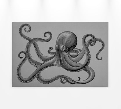 Leinwandbild Krake Grau Schwarz 90x60 DD120495 Keilrahmenbild Wandbild Leinwand