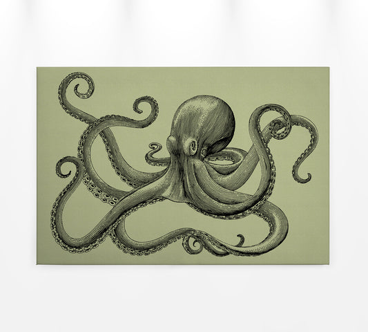 Leinwandbild Krake Rün Schwarz Grau 90x60 DD120496 Keilrahmen Wandbild Leinwand