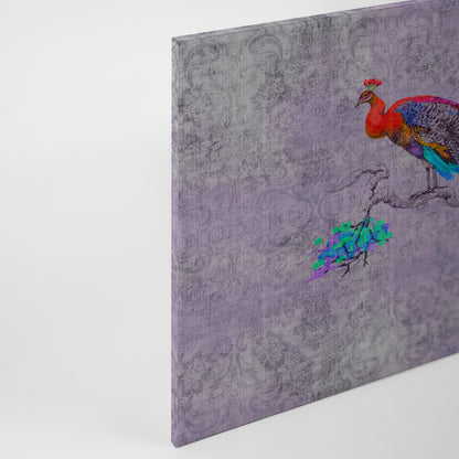 Vogelstrauß Leinwandbild Lila Rot Blau 90x60 DD120499 Keilrahmenbild Wandbild