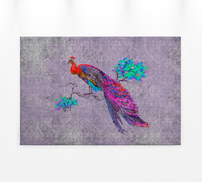 Vogelstrauß Leinwandbild Lila Rot Blau 90x60 DD120499 Keilrahmenbild Wandbild