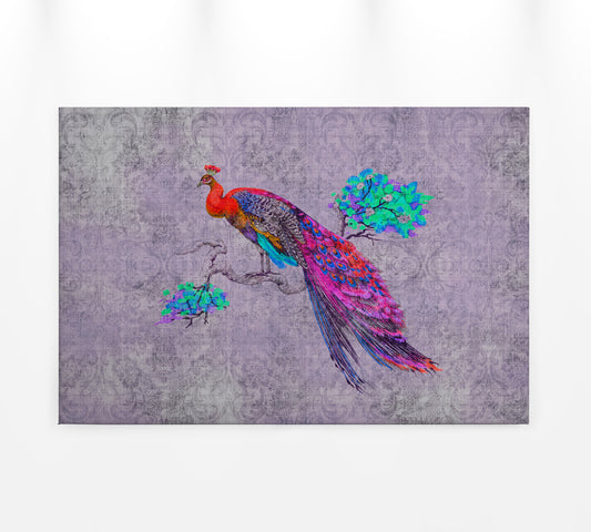 Vogelstrauß Leinwandbild Lila Rot Blau 90x60 DD120499 Keilrahmenbild Wandbild