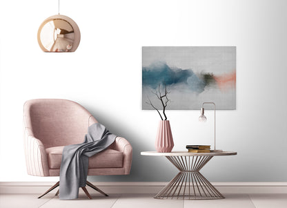 Abstrakte Kunst Leinwandbild Blau Grau Orange 90x60 DD120500 Wandbild Leinwand