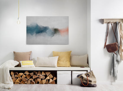 Abstrakte Kunst Leinwandbild Blau Grau Orange 90x60 DD120500 Wandbild Leinwand