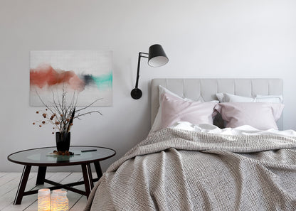 Abstrakte Kunst Leinwandbild Rot Grau Rosa 90x60 DD120501 Wandbild Leinwand