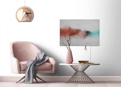 Abstrakte Kunst Leinwandbild Rot Grau Rosa 90x60 DD120501 Wandbild Leinwand