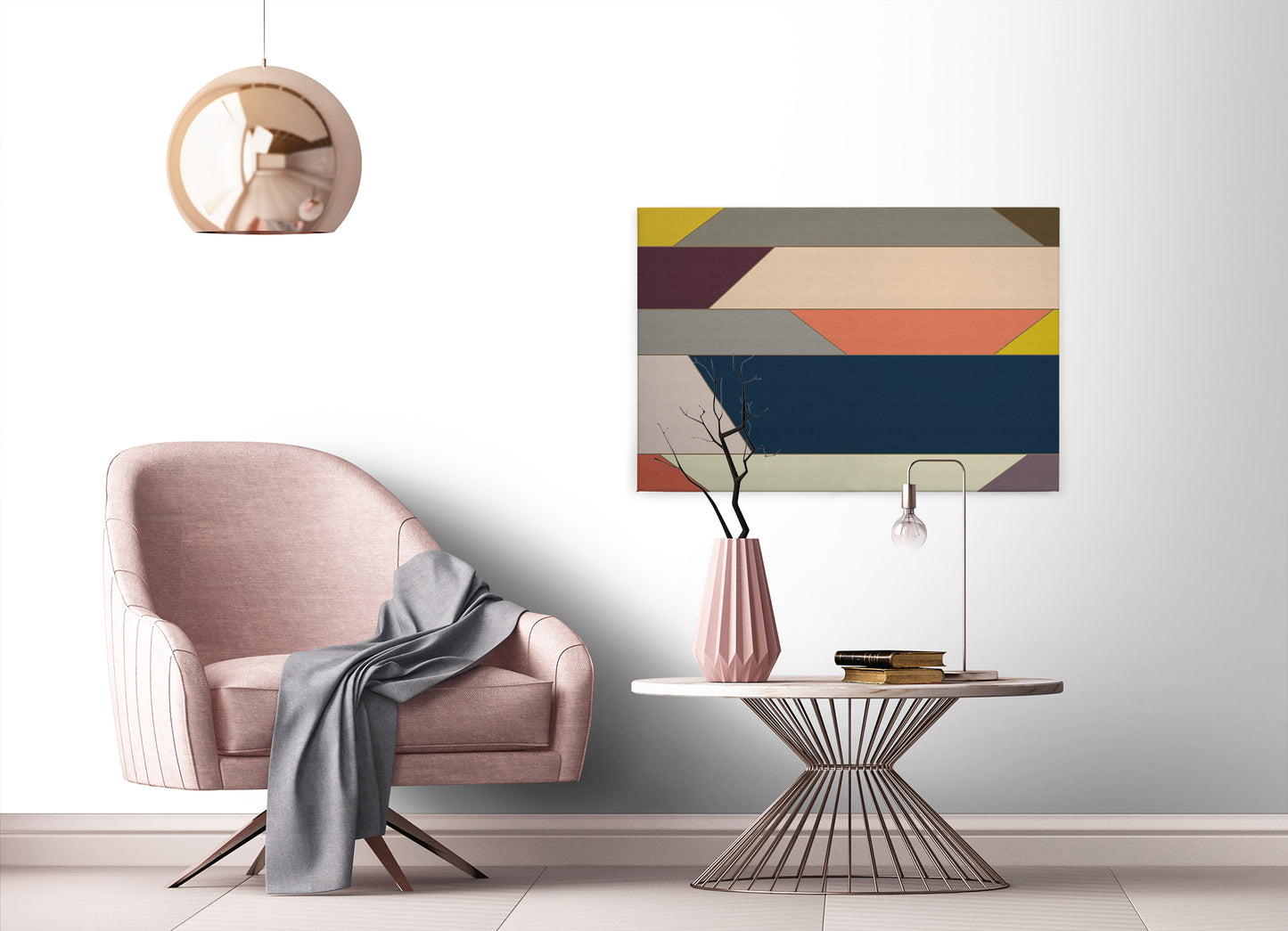 Leinwandbild Geometrisch Bunt 90x60 DD120503 Wandbild Leinwand Keilrahmen Modern