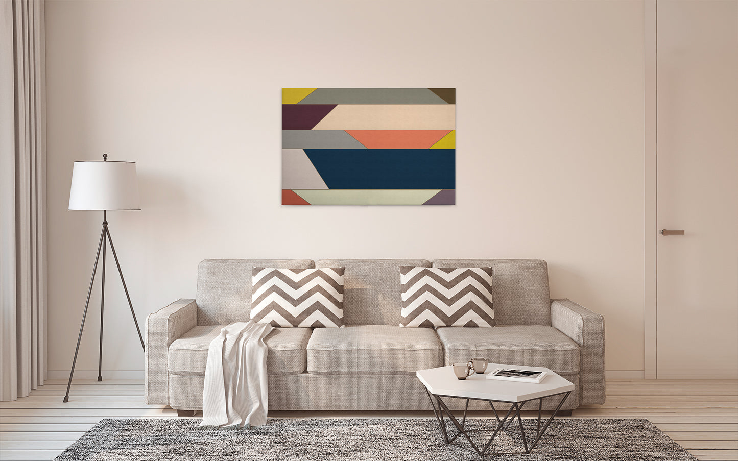 Leinwandbild Geometrisch Bunt 90x60 DD120503 Wandbild Leinwand Keilrahmen Modern