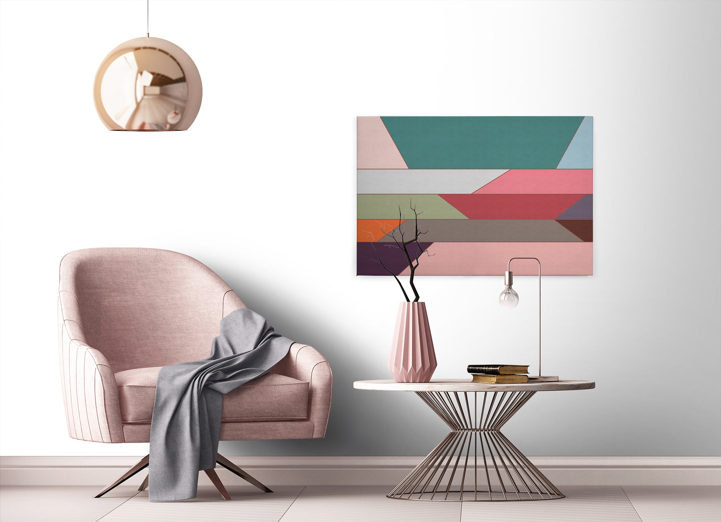 Leinwandbild Modern Geometrisch Bunt 90x60 DD120504 Wandbild Leinwand Keilrahmen